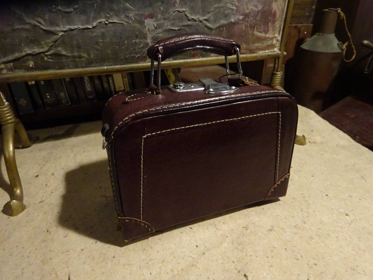 本革アンティークバッグ(鍵付き) アンティーク トランク 鍵付きケース