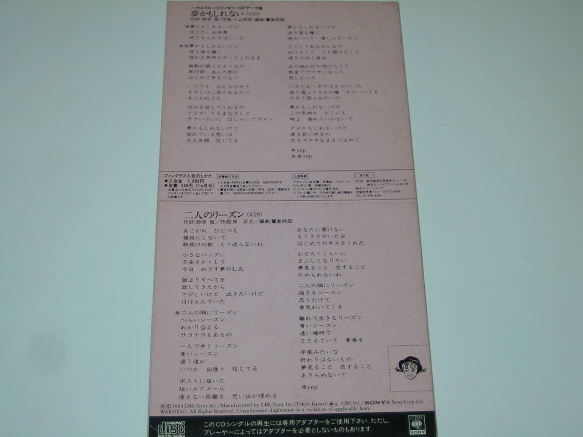 伊藤智恵理 夢かもしれない 8cmCDシングル ハウス フルーツイン