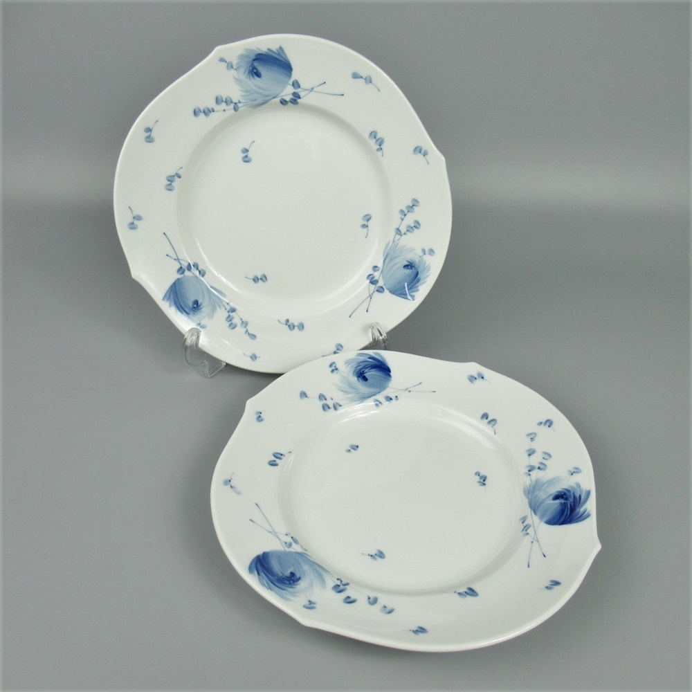 マイセン 青い花 プレート 22cm 2点 中皿/花/ブルー/白磁/陶器/食器