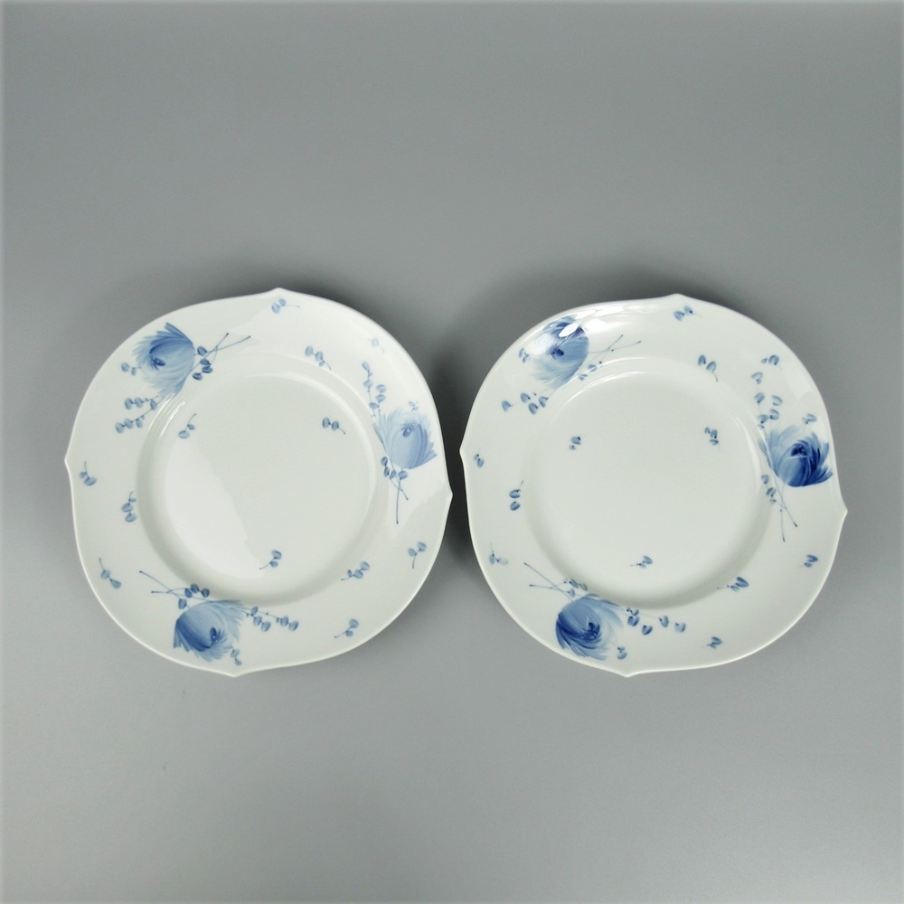 マイセン 青い花 プレート 22cm 2点 中皿/花/ブルー/白磁/陶器/食器