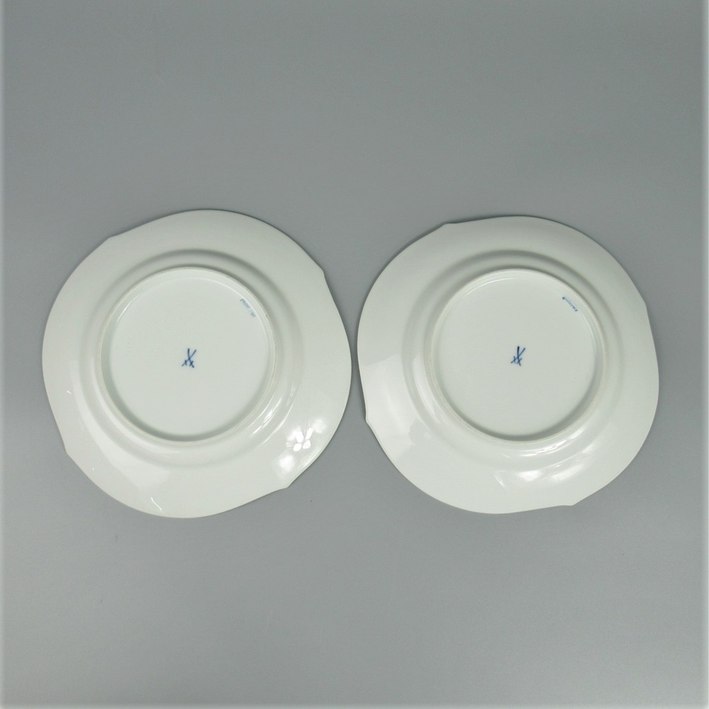 マイセン 青い花 プレート 22cm 2点 中皿/花/ブルー/白磁/陶器/食器
