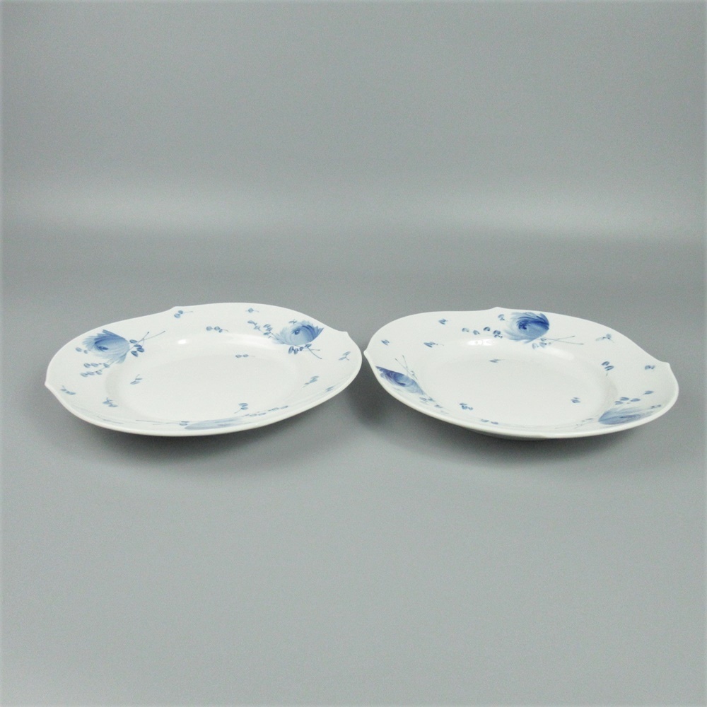 マイセン 青い花 プレート 22cm 2点 中皿/花/ブルー/白磁/陶器/食器