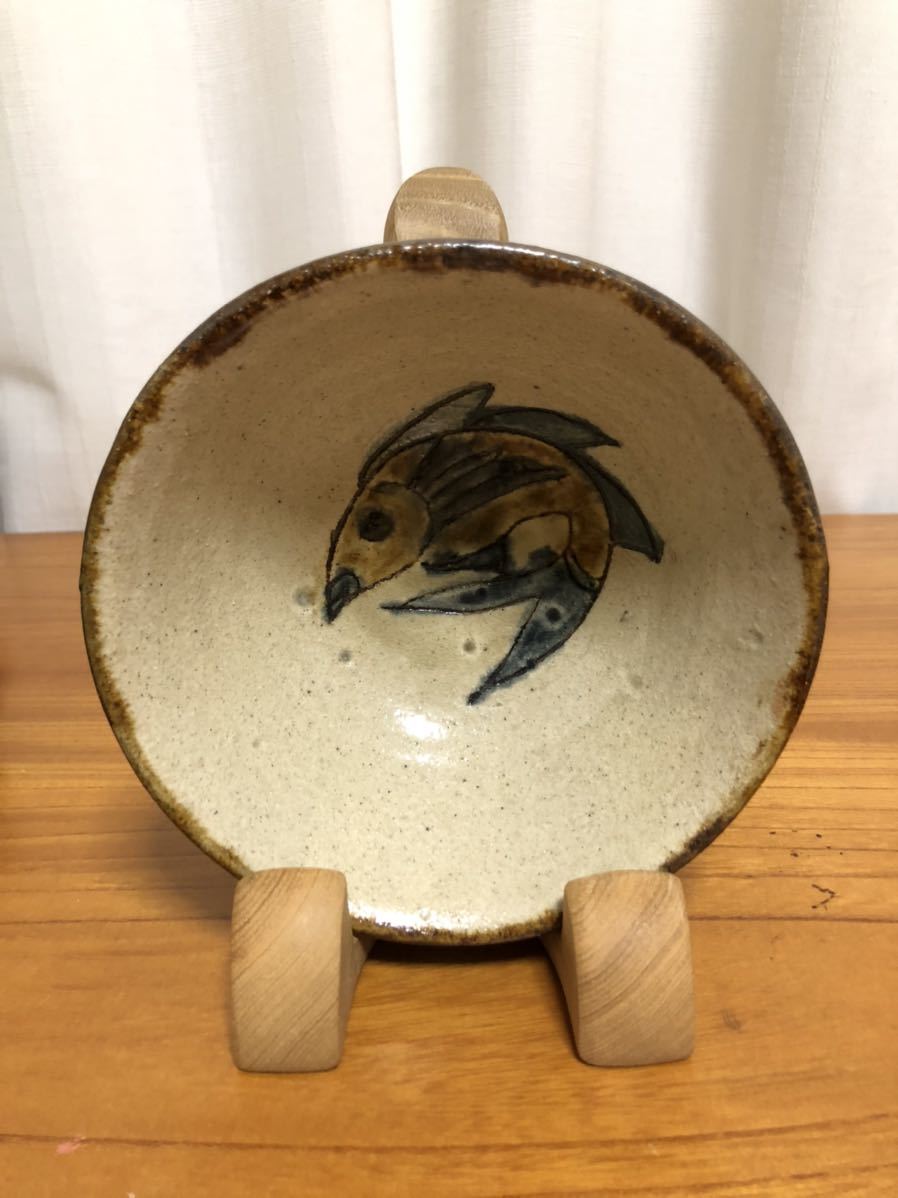 壺屋焼 金城次郎 - マカイ 茶碗 琉球陶器 お碗 平茶碗 やちむん 魚紋 な