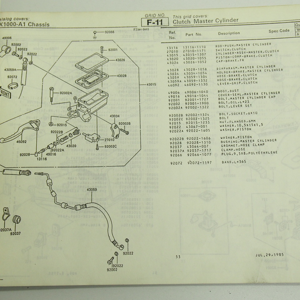 GPZ1000RX英文パーツリストZX1000-A1ネコポス送料無料1986年EURO