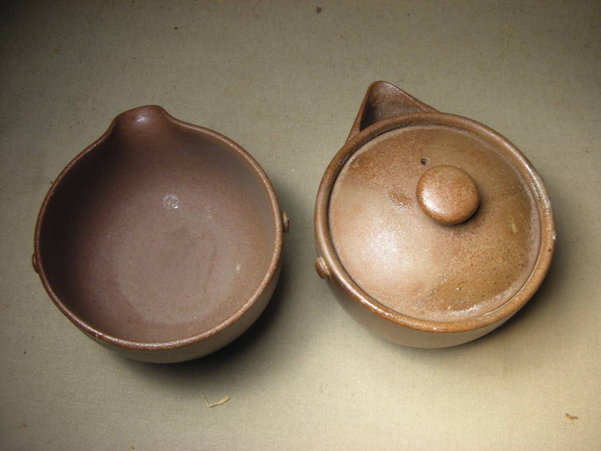 藤田龍峰 青備前石目煎茶器（宝瓶・湯冷まし・煎茶碗5客） 合箱合布