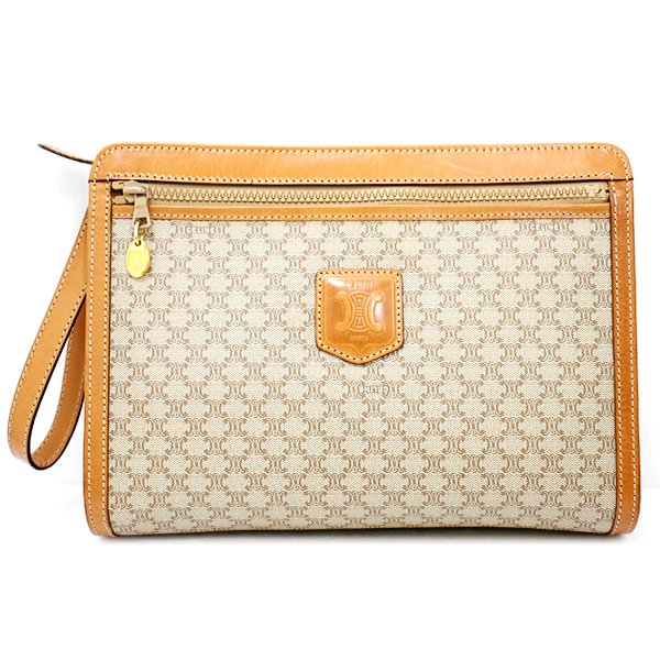 セリーヌ マカダム ポーチ CELINE マカダム柄 ブラウン クラッチバッグ