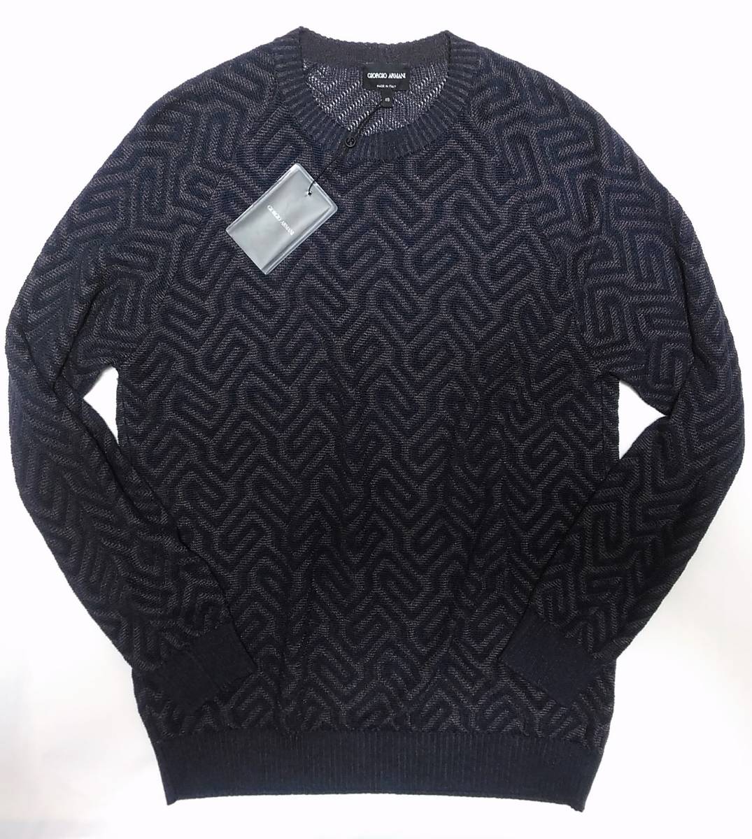 新品] GIORGIO ARMANI 幾何学模様の入った【メンズ・ジャガードニット