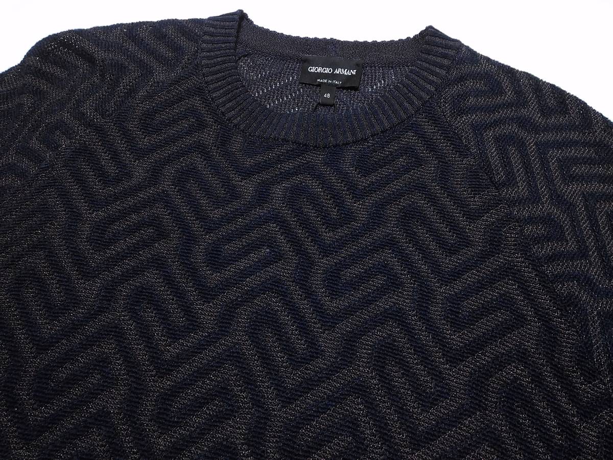 Giorgio Armani 幾何学模様セーター 48/32 新品] GIORGIO ARMANI 幾何学模様の入った【メンズ・ジャガードニット
