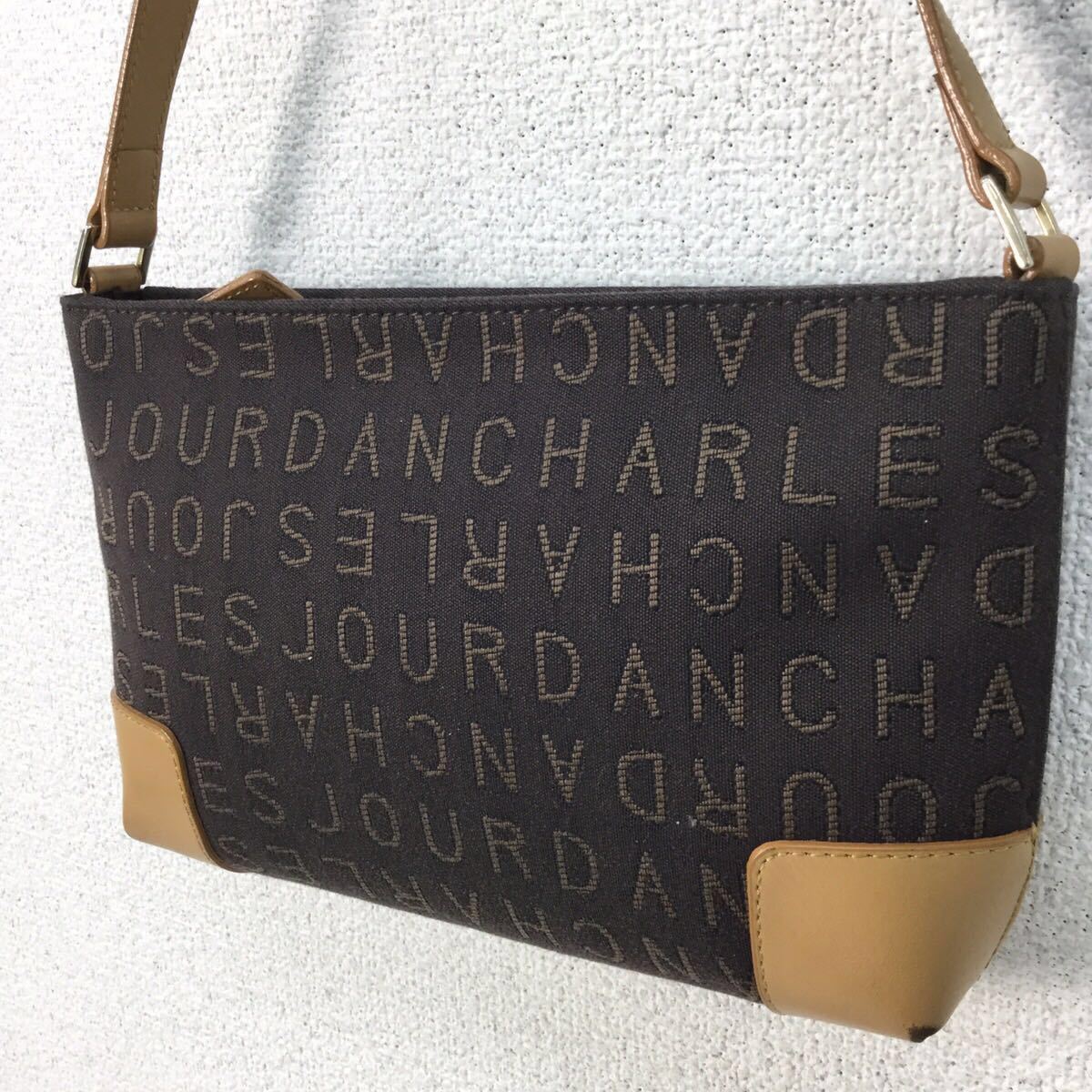 CHARLES JOURDAN シャルルジョルダン キャンバス×レザー ハンドバッグ 