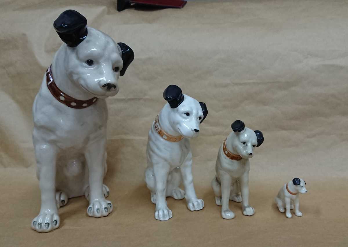 ニッパー 置物 アンティーク ビクター犬 陶器 ビクター 陶器製4体 