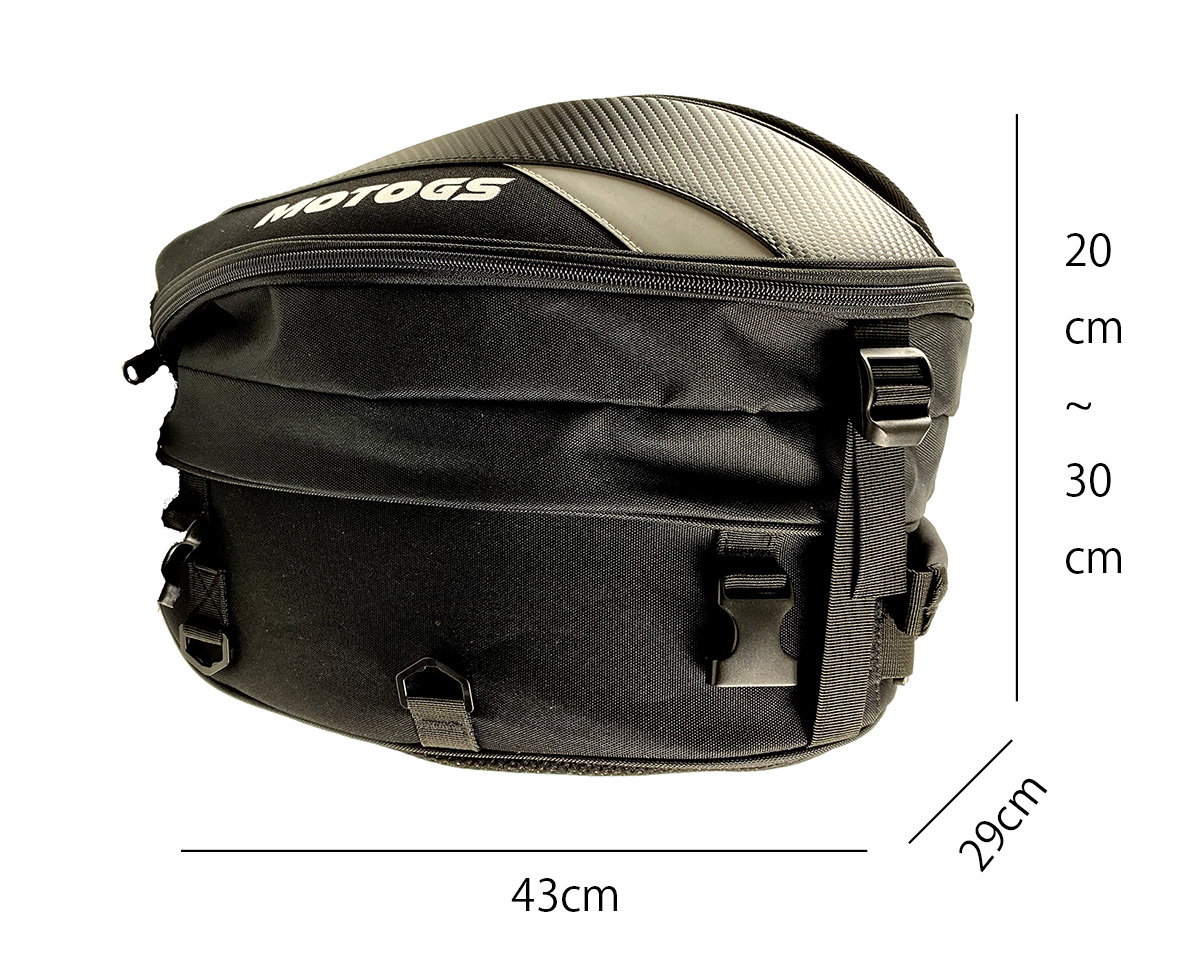 シートバッグ ヘルメットバッグ バイク用 | 耐久性 拡張機能あり 撥水 防水 MOTOGS 固定ベルト付き 拡張機能 (ロゴ赤) 車＆バイク GS 撥 撥水の通販