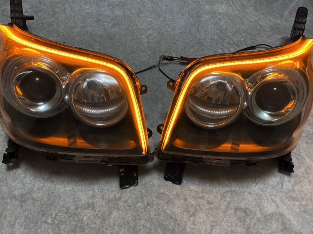 ★コーティング済★ L175 ムーブ カスタム　ヘッドライト　加工　イカリング シーケンシャル 2色　LED オリジナル　ワンオフ　純正　HID 