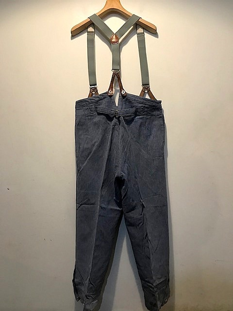 【1950年代】1950'S ユーロ ビンテージ シンチバック デニムパンツ サスペンダー付き A3 ヴィンテージ