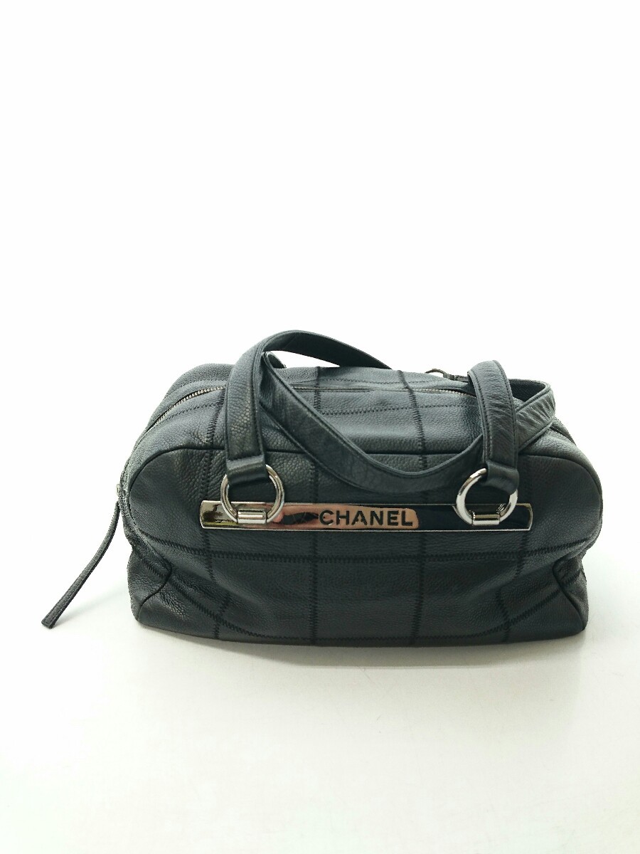 CHANEL◇キャビアスキン チョコバー ミニボストンバッグ/レザー