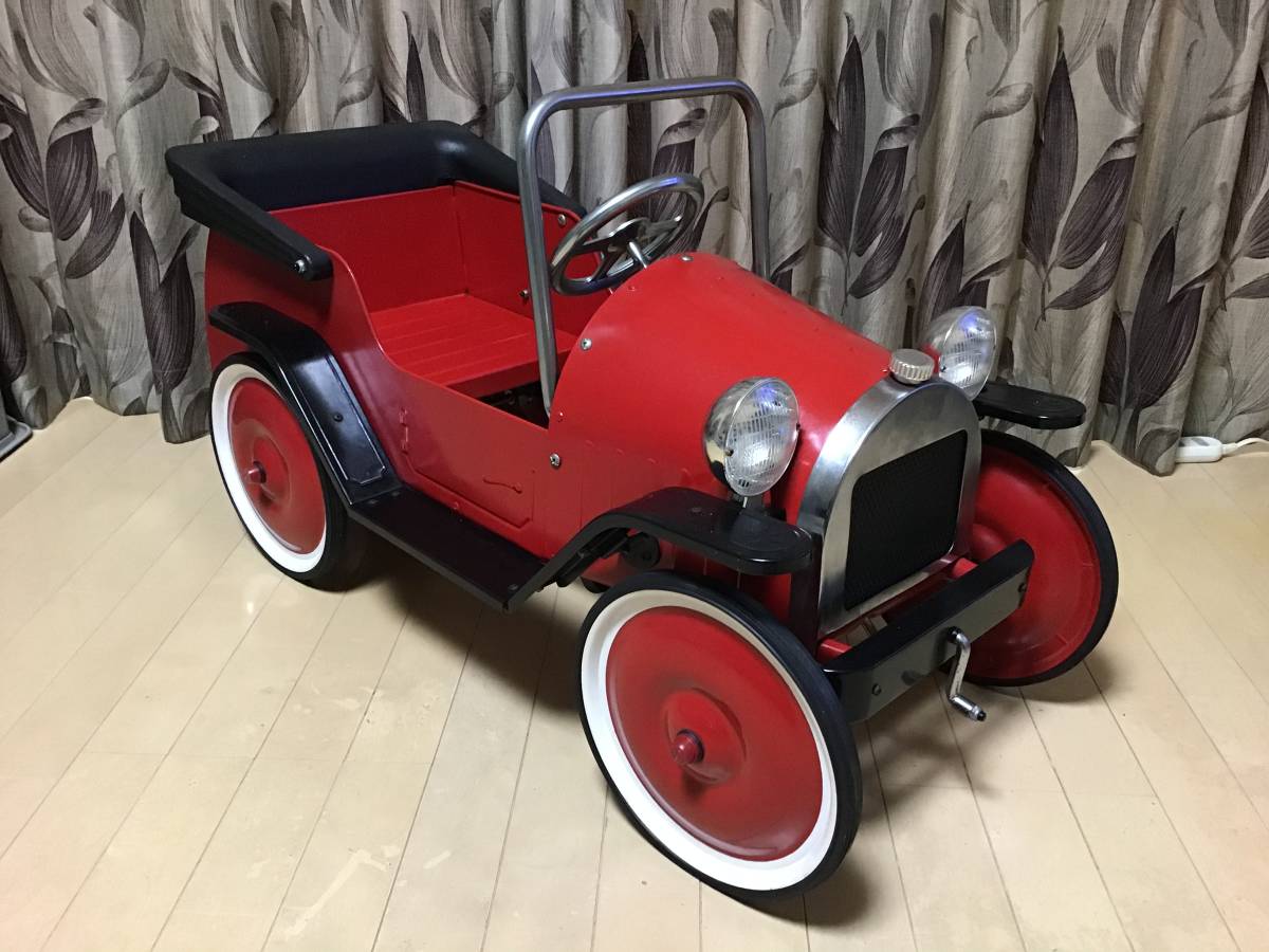 アンティーク ペダルカー クラッシックカー 乗用玩具 赤 ブリキ 未使用品