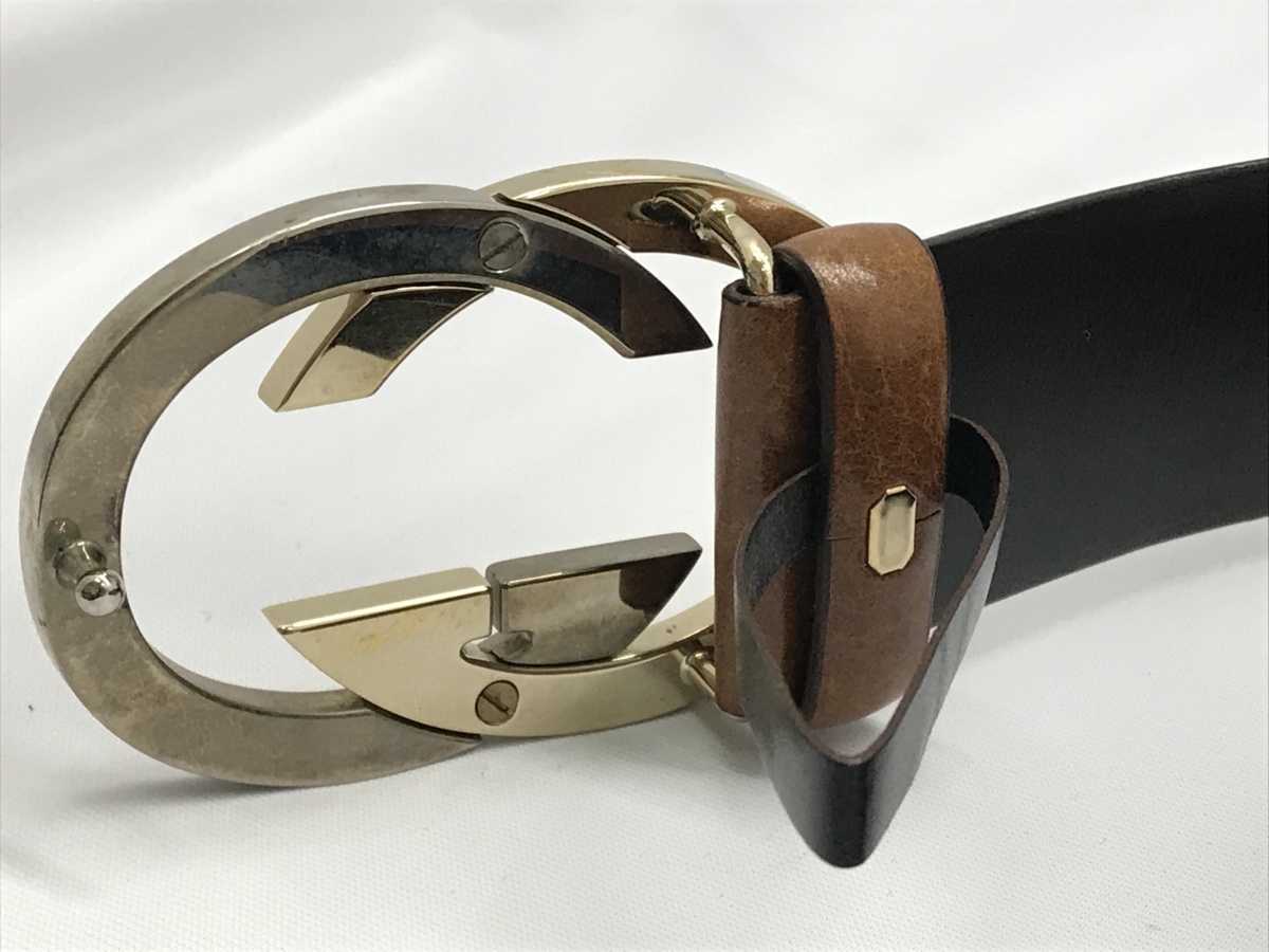 グッチ ベルト GUCCI レザーベルト ブラック ゴールド金具