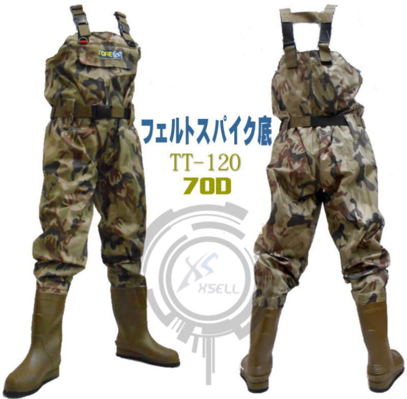 【人気，品質保証】 エクセル フェルトスパイクソールチェストハイ ウェーダーTT120 70デニール 3L 27.0 28.0cm/胴長/胴付長靴/ウエーダー/迷彩カモ(ウェーダー)｜売買されたオークション情報、yahooの商品情報をアー ウェーダー