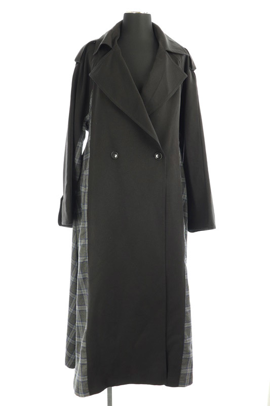 ムルーア MURUA 19SS サイドチェックロングコート F 黒 /AO □OS 