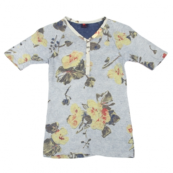 R by 45rpm フラワープリントヘンリーネックTシャツ グレーブルー他1