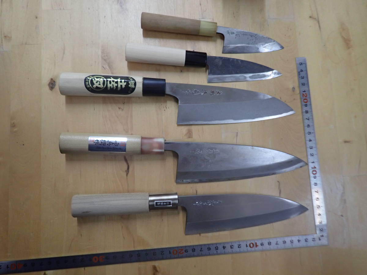 菜切包丁 和包丁 刺身包丁 贈り物 贈答品 アスクル 『P17P』出刃包丁 5本まとめてセット 和包丁　小出刃　鯵切り　土佐