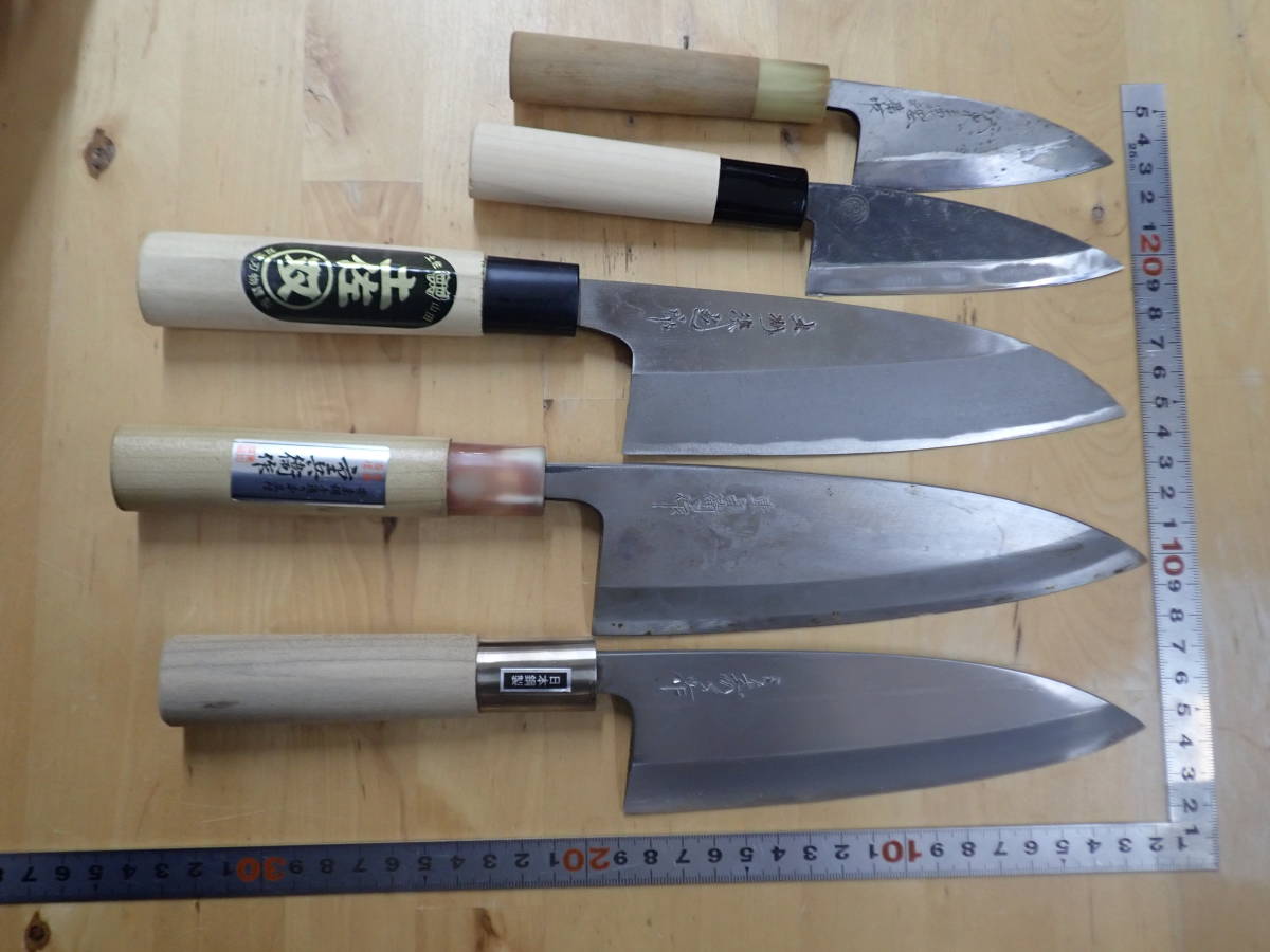 菜切包丁 和包丁 刺身包丁 贈り物 贈答品 アスクル 『P17P』出刃包丁 5本まとめてセット 和包丁　小出刃　鯵切り　土佐