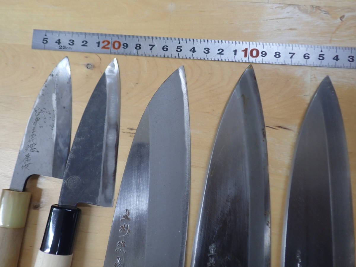 菜切包丁 和包丁 刺身包丁 贈り物 贈答品 アスクル 『P17P』出刃包丁 5本まとめてセット 和包丁　小出刃　鯵切り　土佐