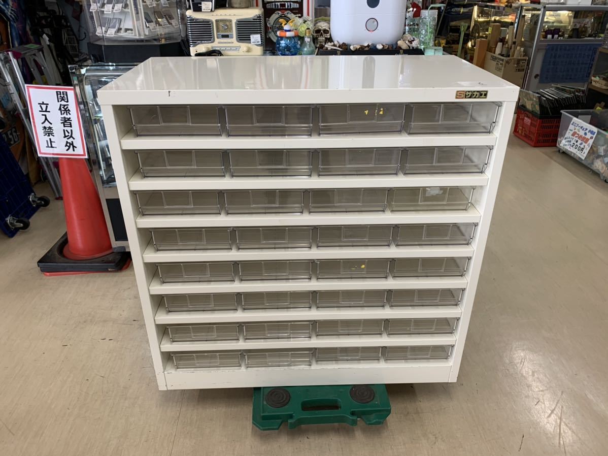 【人気，新作】 ⑥サカエ 物品棚 パーツキャビネット 部品棚 仕分け棚 工具保管 ハニーケース コンテナラック ４列&times;８段 Ｗ９０&times;Ｄ４５&times;H８８(キャビネット、デスクワゴン)｜売買されたオーク キャビネット、デスクワゴン