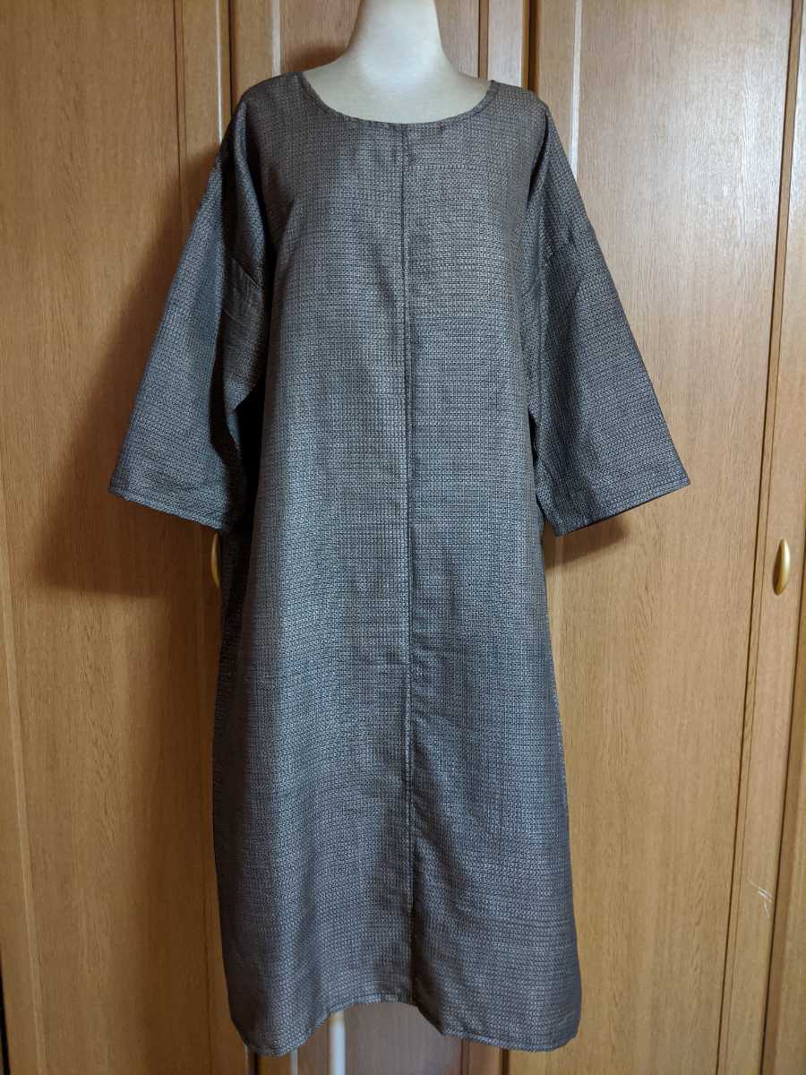 着物リメイク 90 茶色大島紬丸首七部袖ワンピース ストール Xlサイズ以上 売買されたオークション情報 Yahooの商品情報をアーカイブ公開 オークファン Aucfan Com