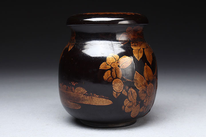和田瑾斎作』『黒漆塗』『松竹蒔絵』『腰高茶入 茶入 M811 | 棗