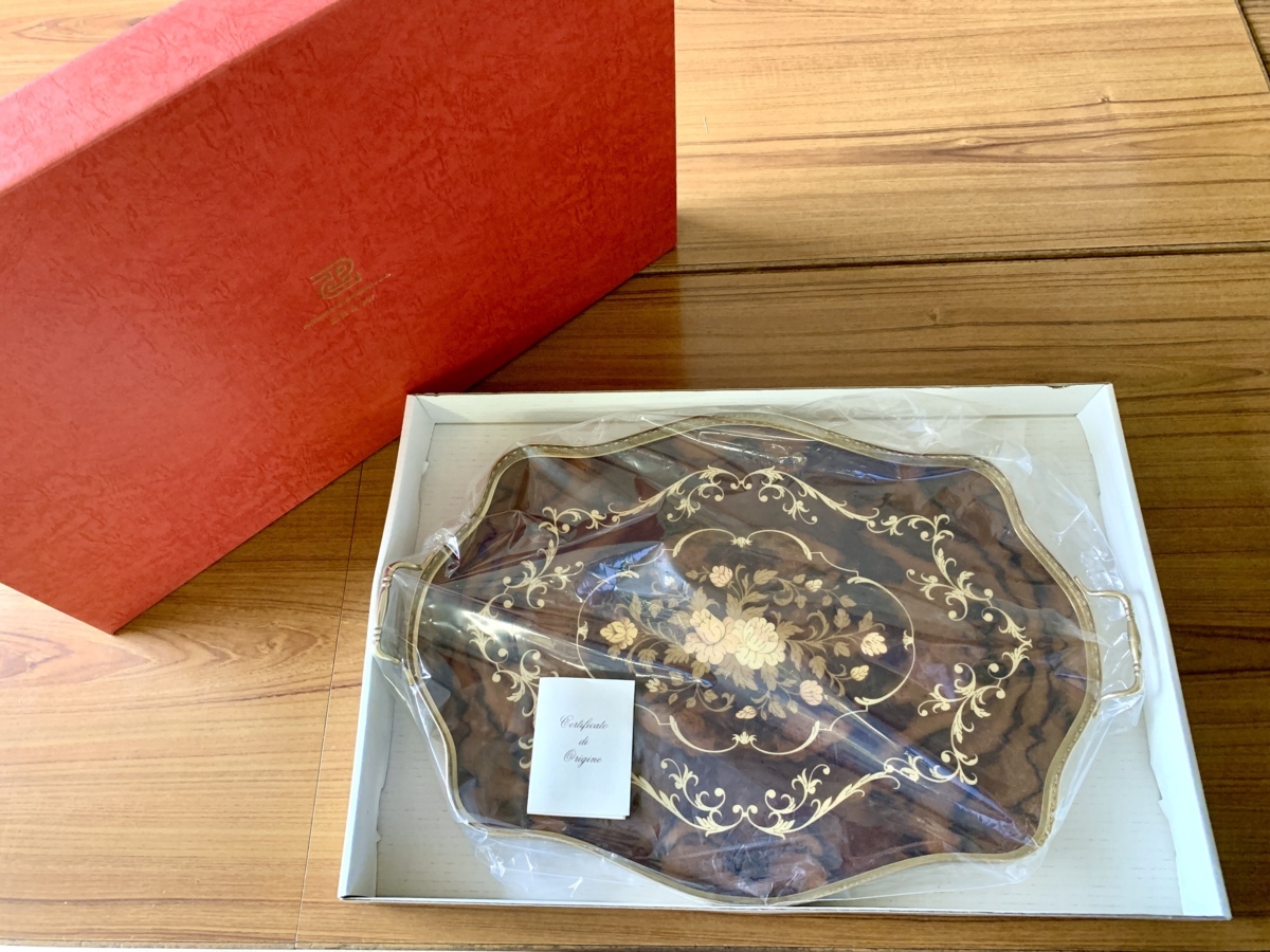 ⚠️専用　PATURZO GIOVANNI アンティーク　　トレイ　2個セット 未使用 美品 お得です！ PATURZO GIOVANNI イタリア製 象嵌細工 花