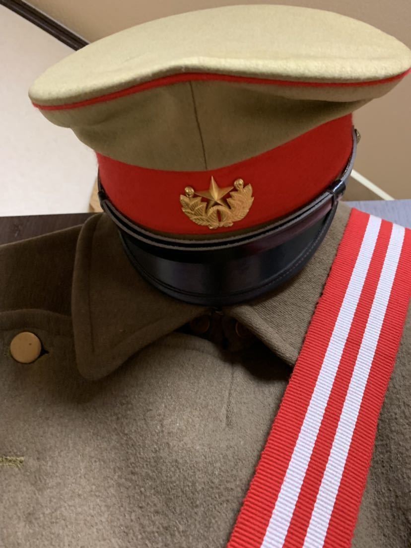 軍服 日本帝国陸軍冬用コート、近衛師団帽、週番司令官襷《たすき》3点激レア激安スタート