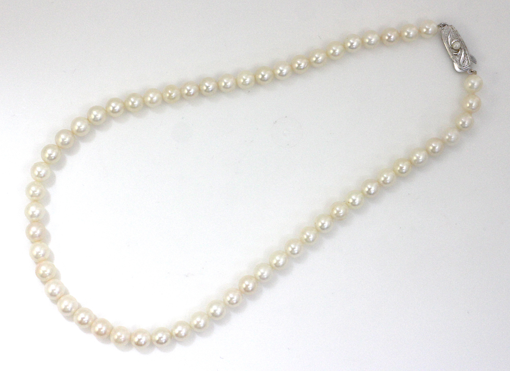 真珠】アコヤ真珠 7mm～7.5mm ネックレス パール 43cm 管理番号 A