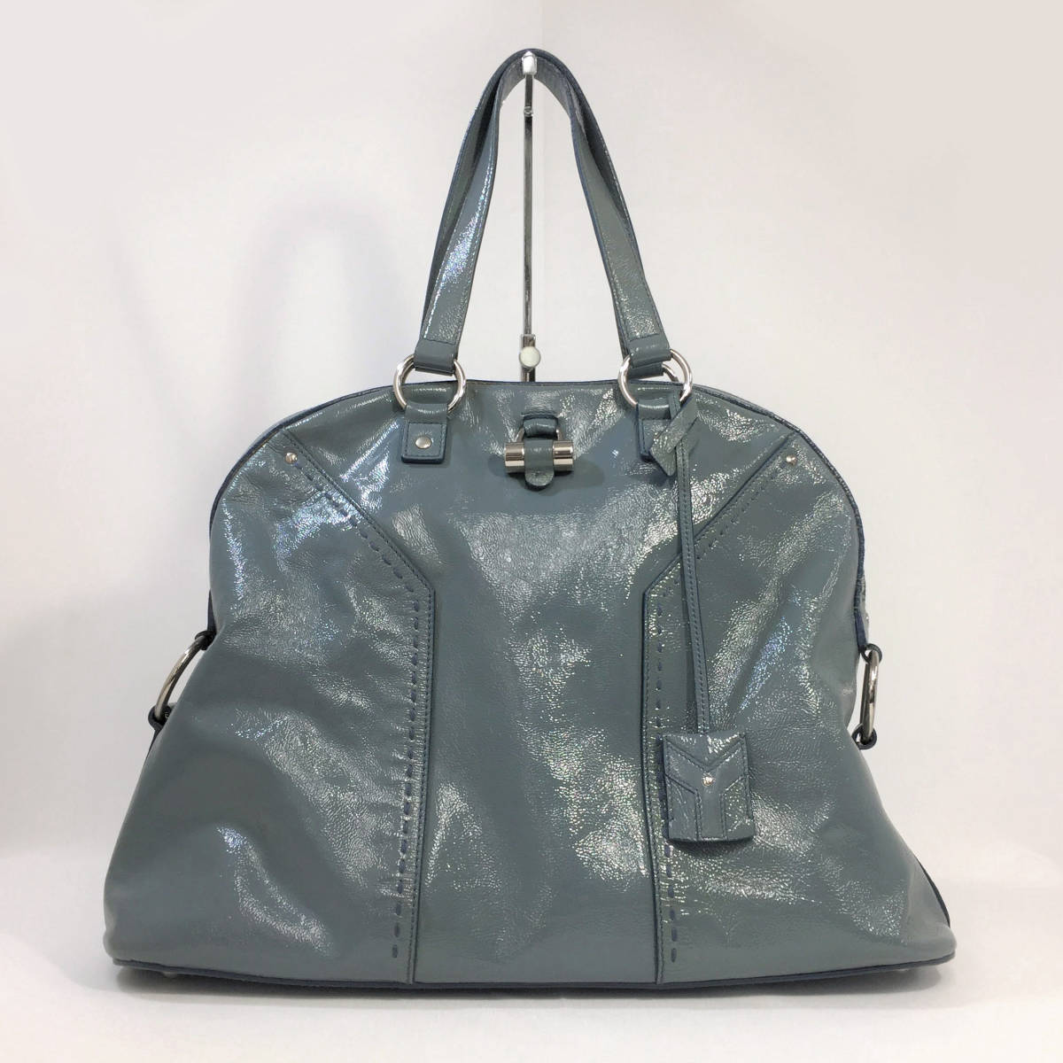 イヴサンローラン YSL ミューズバッグ パテントレザー ブルー イヴサンローラン YSL ミューズバッグ パテントレザー ブルー