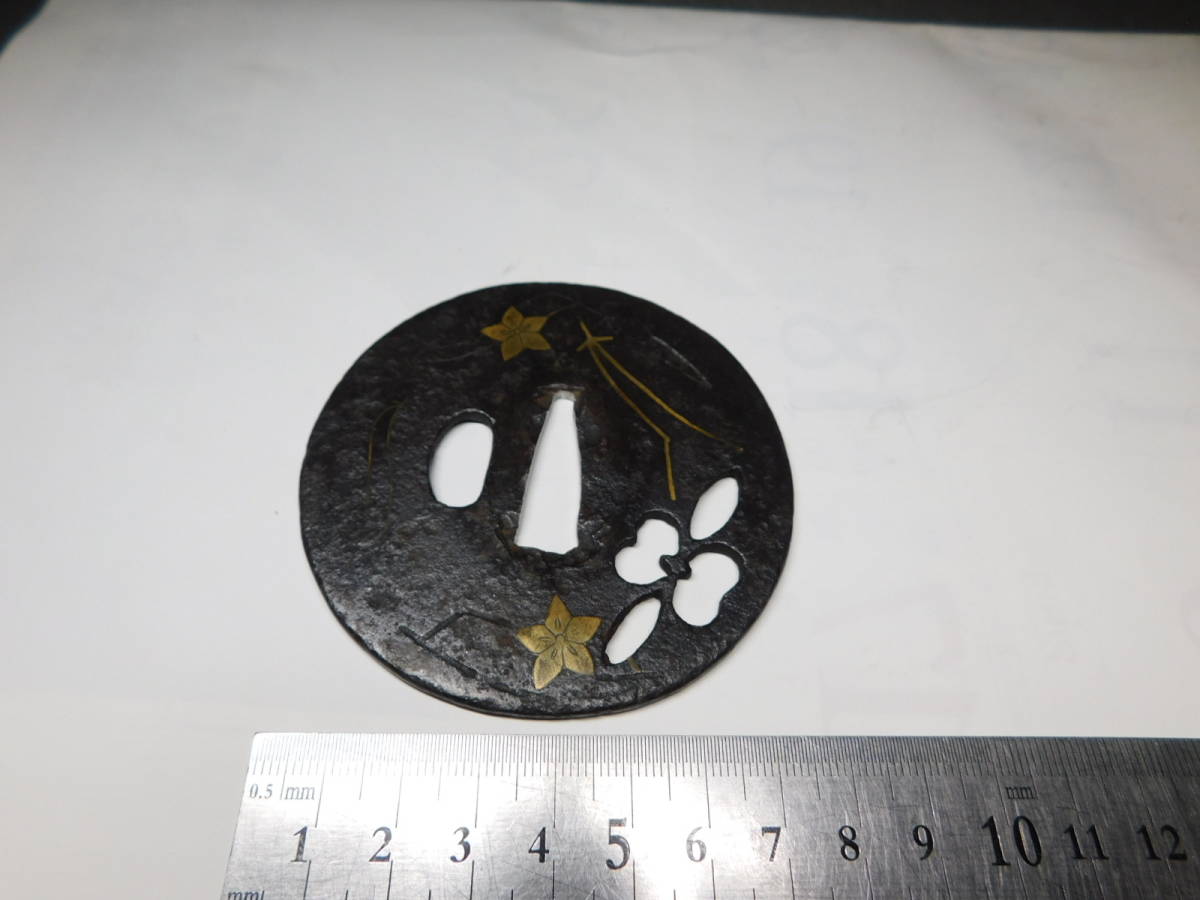鍔 鉄地 7868刀装具 (武具) - Yahoo!オークション 重量70g（初品 