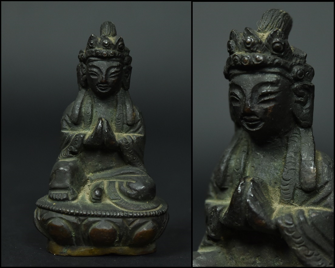 仏教美術 李朝 銅 菩薩 仏像 観音菩薩 古仏 小仏 Antique Sam's 仏教美術 骨董 時代仏 仏像 Yahoo!