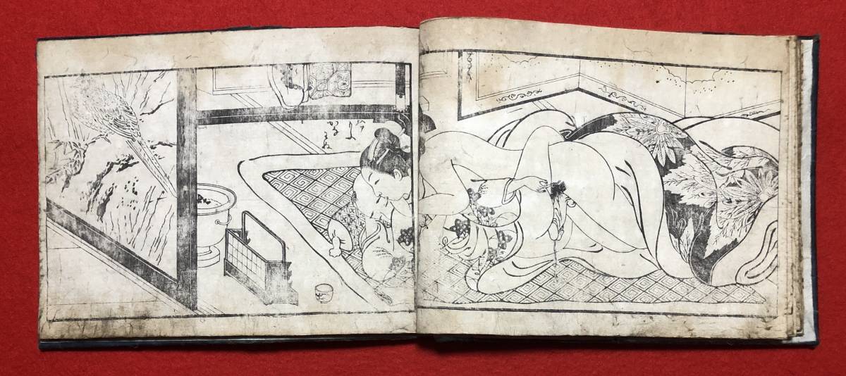 b.lagoon 超 鈴木春信画 春画本 色手本 明和四年 本物 /浮世絵 墨絵 木
