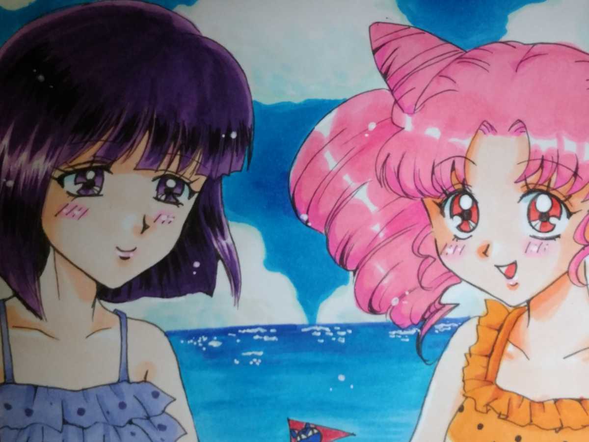 手描きイラスト セーラームーン ちびうさ ほたる 水着 砂山 A5 手描きイラスト 売買されたオークション情報 Yahooの商品情報をアーカイブ公開 オークファン Aucfan Com