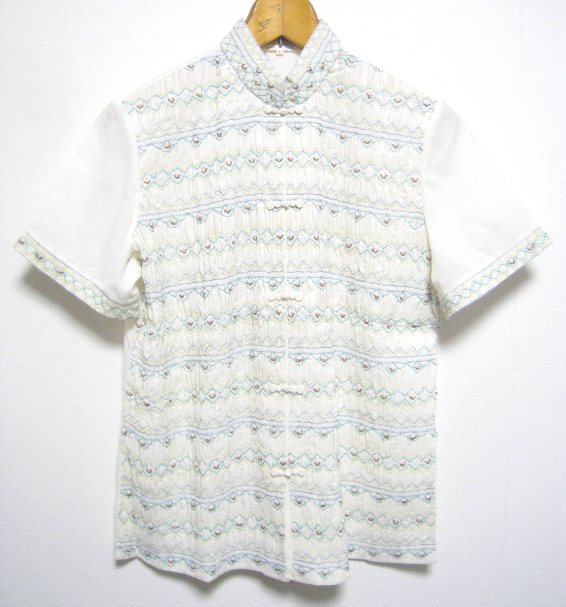 新品◇Lily 百合花 レトロ チャイナ ブラウス 半袖 トップス 刺繍 