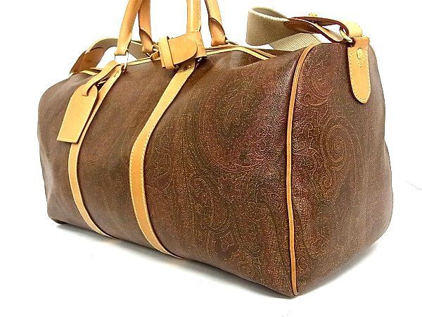 1円 □美品□ ETRO エトロ ロゴ ペイズリー柄 PVC×レザー 2WAY ボストン