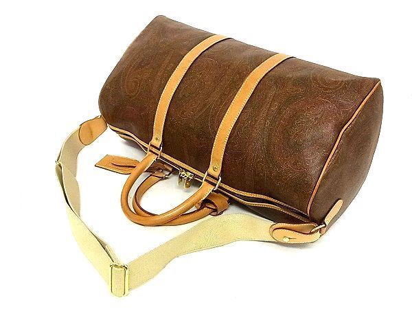 1円 □美品□ ETRO エトロ ロゴ ペイズリー柄 PVC×レザー 2WAY