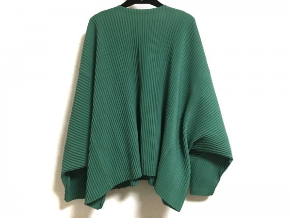 プリーツシャツ　グリーン　サイズ2 オムプリッセイッセイミヤケ イッセイミヤケ ISSEYMIYAKE 長袖カットソー サイズ2 M - グリーン