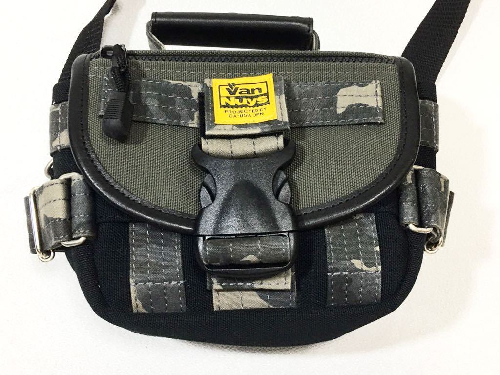 美品 バンナイズ Van Nuys 牛革レザーx迷彩 カモフラージュ 斜め掛け