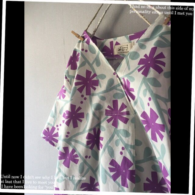 Handmade 和柄浴衣風花柄チュニックワンピース 北欧英国ハンドメイド手作りきものカシュクールコットンリネン綿麻白 紫ボタニカル ワンピース 売買されたオークション情報 Yahooの商品情報をアーカイブ公開 オークファン Aucfan Com