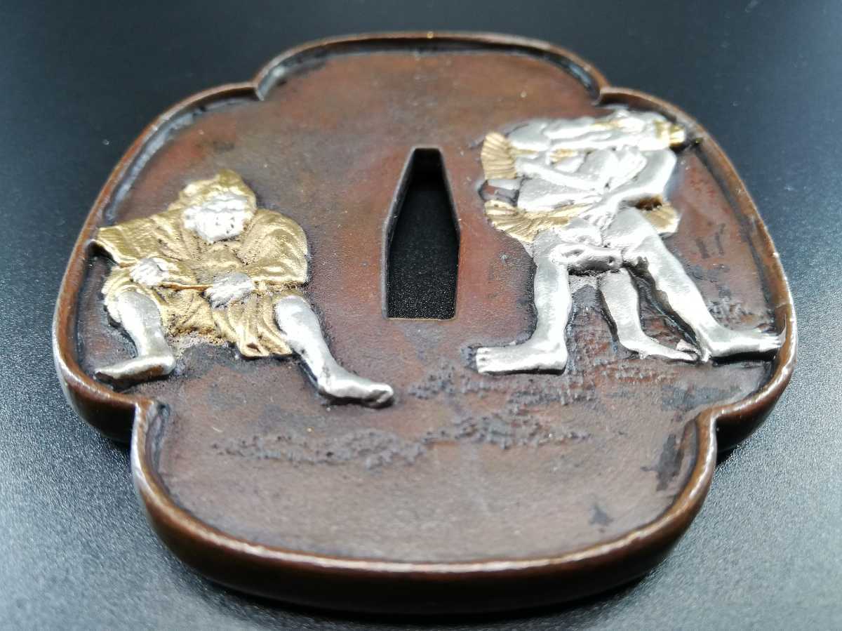 80454 日本刀装具 刀鍔 細工 唐銅 富士山図(鍔、刀装具)｜売買