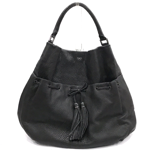 ANYA HINDMARCH ニヤハインドマーチ レザー タッセル トートバッグ 黒 