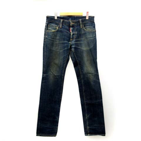 【人気，2025】 ディースクエアード DSQUARED2 パンツ デニム ジーンズ ロング ルーズ ダメージ加工 ウォッシュ加工 刺繍 ロゴ 紺 46 M相当 AA IBS72(ジーンズ)｜売買されたオークション情報、yahooの商品情報をア 男性用