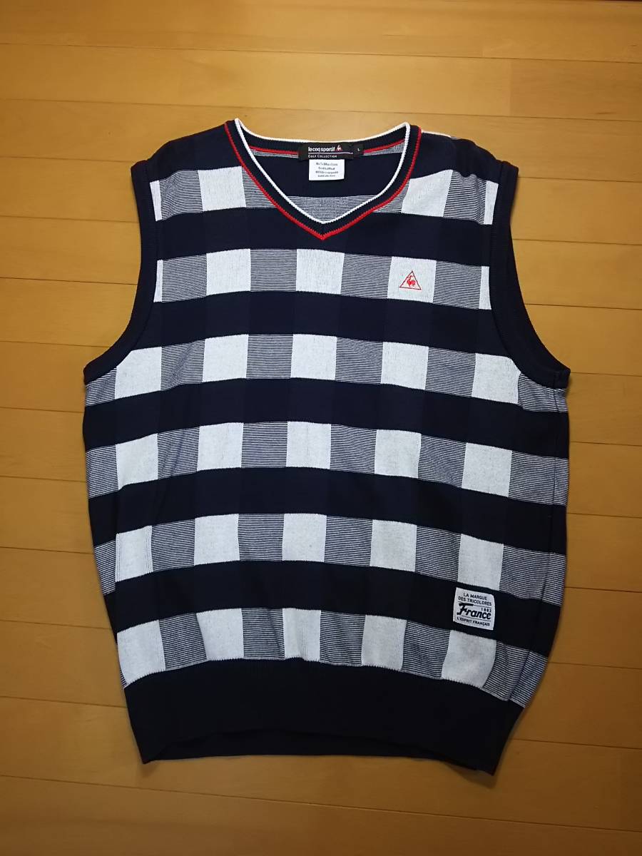 GOLF COQ LE SPORTIF COLLECTION(ルコックスポーティフ メンズ ルコック ゴルフ ダウンベスト 赤系 美品✨ルコックスポルティフチェック異素材切替ダウンベスト ルコックゴルフ チェック le ルコックスポルティフ M