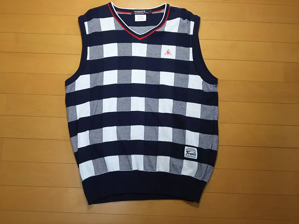 GOLF COQ LE SPORTIF COLLECTION(ルコックスポーティフ メンズ ルコック ゴルフ ダウンベスト 赤系 美品✨ルコックスポルティフチェック異素材切替ダウンベスト ルコックゴルフ チェック le ルコックスポルティフ M