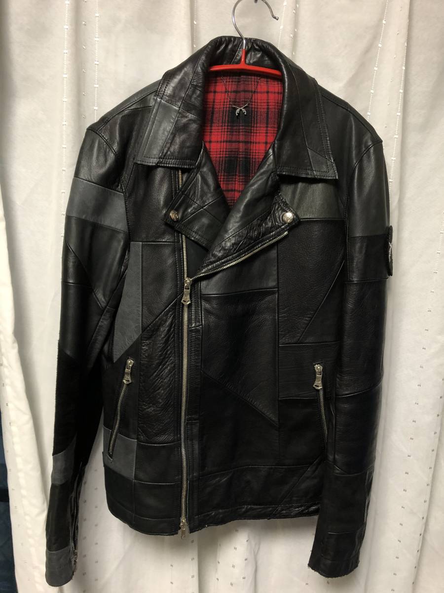 roar×BACKLASH×MODERN PIRATES　ライダースJKT roar パッチワーク ダブルライダース ジャケット 2 black ブラック 黒