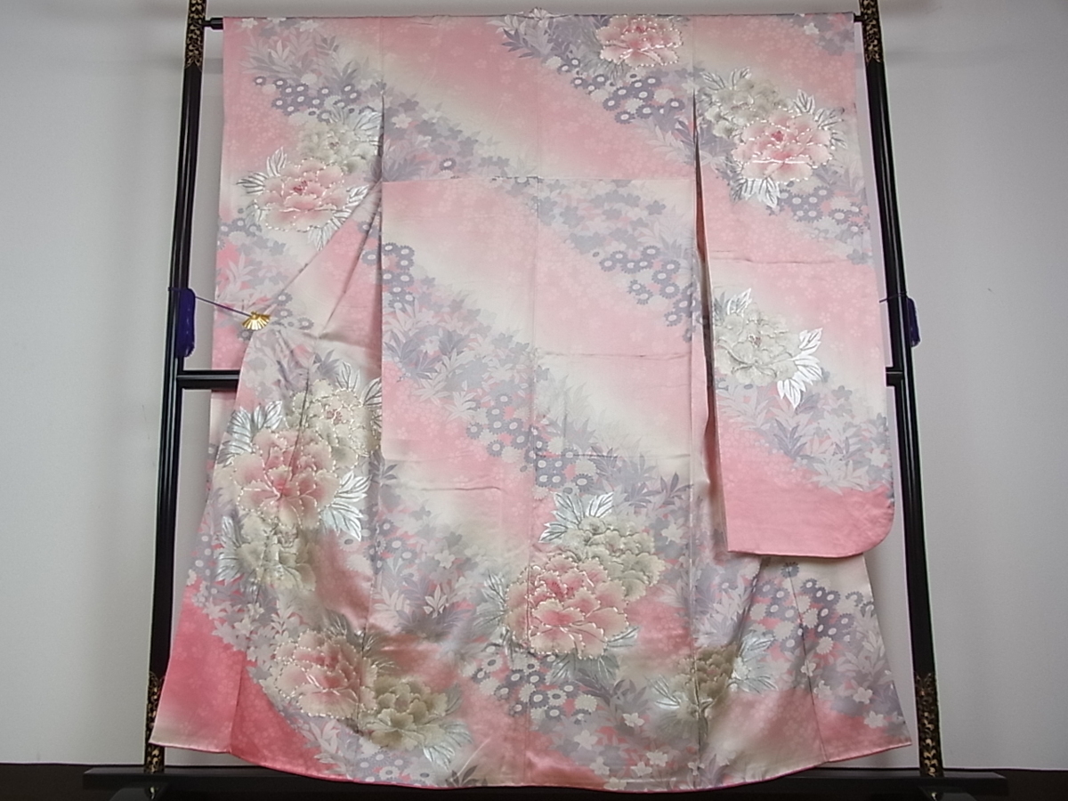着物屋こころ□豪華振袖 駒刺繍 舞花文 暈し染め 銀彩 やまと誂製 逸品 